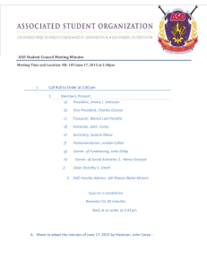 ASO Student Council Meeting Minutes June 17, 2015