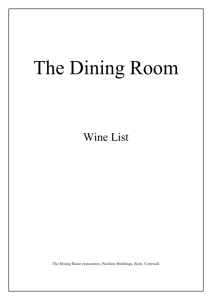 Wine List - The Dining Room