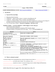 Chemical Reactions - Currituck County Schools