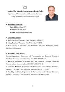 CV - Faculty of Pharmacy