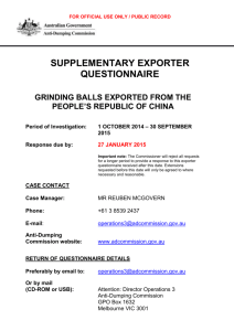 Supplementary Exporter Questionnaire - Anti