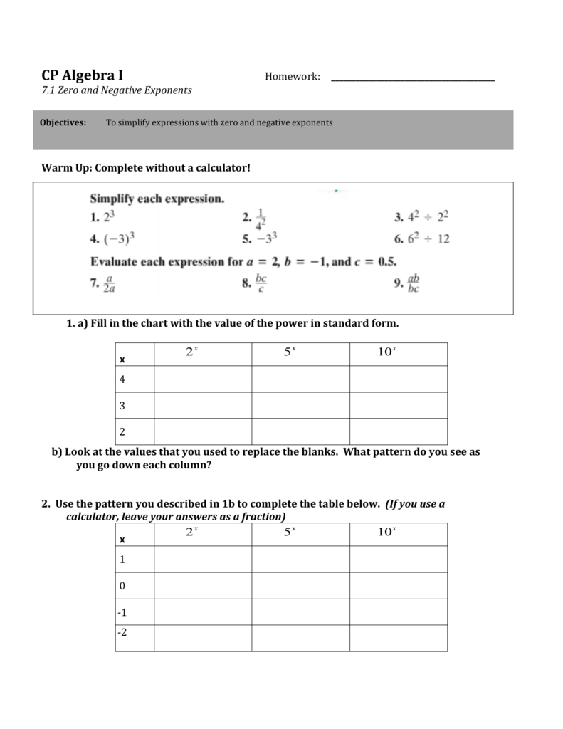 Exponents Of 10 Chart