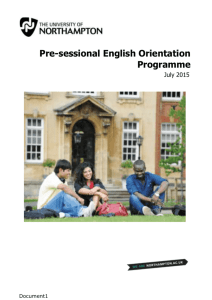 Orientation Programme 2015 - The University of Northampton