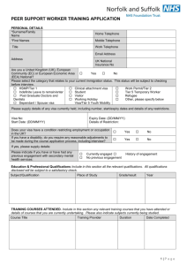 Peer Support Worker Application Form