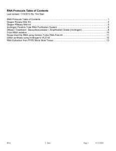 RNA Protocols Table of Contents