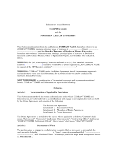 STTR Subcontract Template - Northern Illinois University