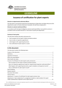 Issuance of certification for plant exports