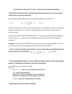 PreCalculus II Notes for 12-1 Day 3 : Amortization & Annuity