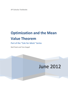 Optimization and the Mean Value Theorem