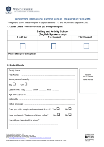 Windermere International Summer School – Registration Form 2015