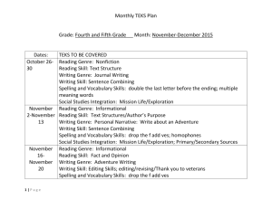 Monthly TEKS Plan November-December 2015