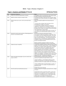 Topic 1 review with answers - Environmental Systems and Societies