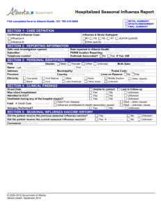 Hospitalized Seasonal Influenza Report Form