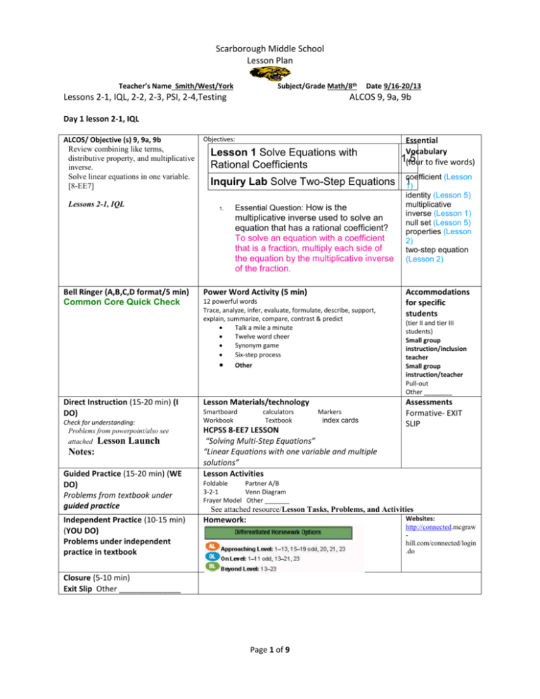 Detailed Lesson Plan In Solving Linear Equation One Variable Equations