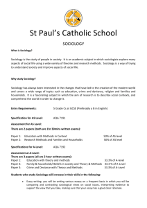 Sociology - St. Paul`s Catholic School