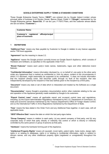 google enterprise supply terms & standard conditions