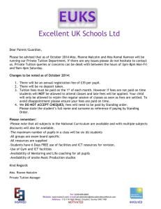 Private Tuition Fee Structure from September 2014