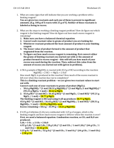 CH 115 Fall 2014Worksheet 25 What are some signs that will