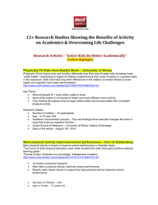 Research Articles - “Active Kids Do Better Academically”