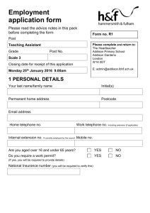 TA Application Form - Addison Primary School