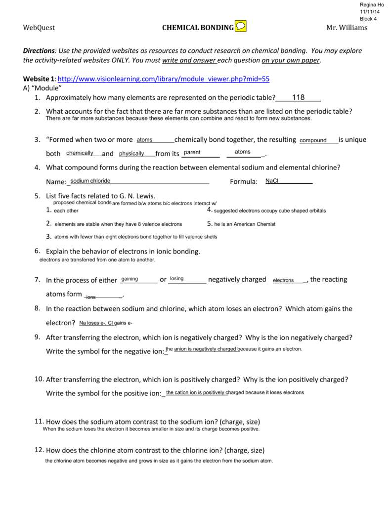 File Intended For Periodic Table Webquest Worksheet Answers