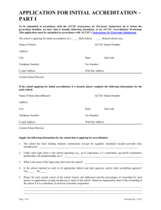 Application for Initial Accreditation Part I