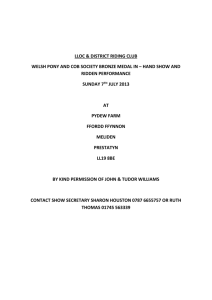 Lloc Show – Welsh Medal Schedule 7 July 2013
