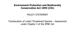 EPBC Policy Statement - Translocation of Listed Threatened