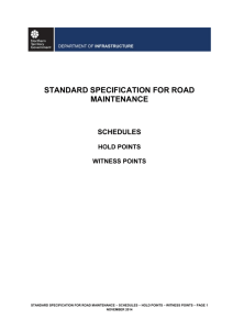 standard specification for road maintenance schedules hold points