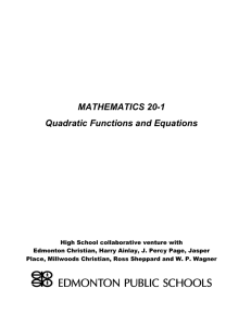 Mathematics 20-1 Quadratics