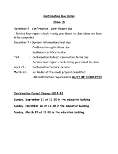 Confirmation Due Dates 2014-15 - Immaculate Conception Catholic