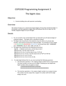 Programming assignment 3: The bigint class