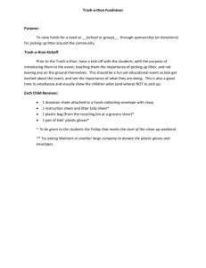 Paperwork for Trash-a-thon fundraiser