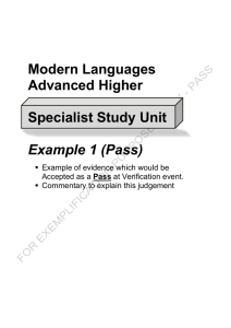Advanced Higher Modern Languages Specialist Study Unit