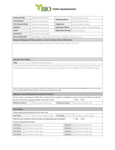 Visitor Questionnaire - Biodiversity Institute of Ontario