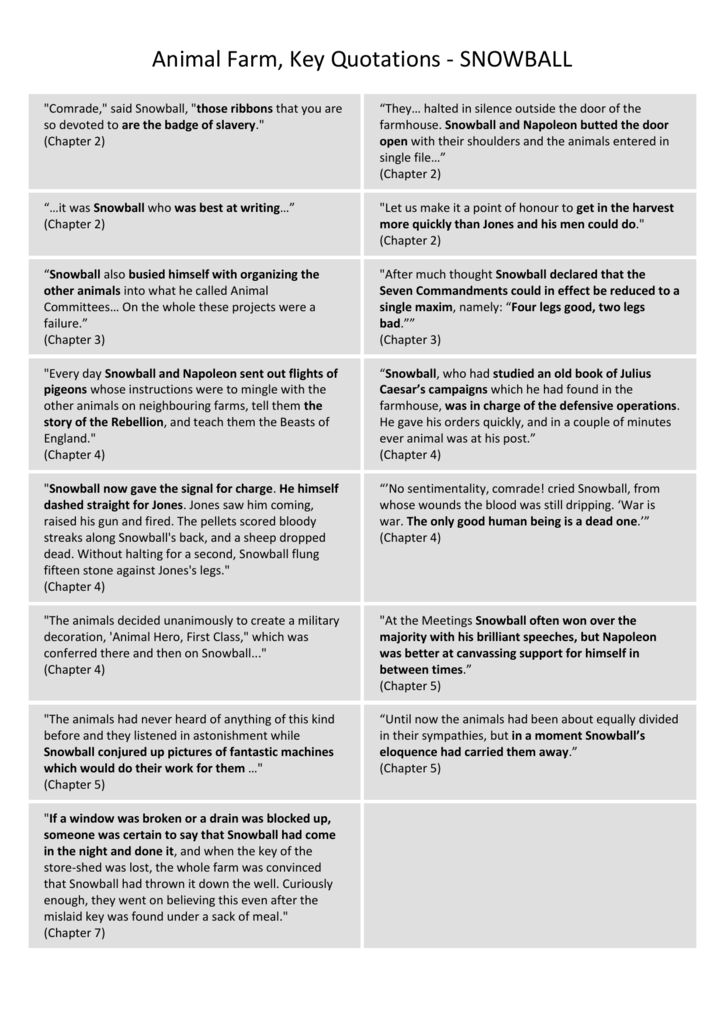 Key Snowball Quotations