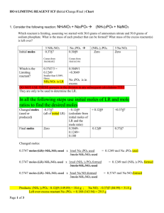 HO 6 LIMITING REAGENT ICF (Initial Change Final ) Chart 1