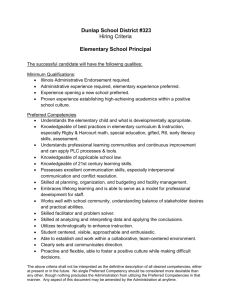 Elementary School Principal Hiring Criteria