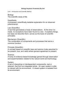 Biology Keystone Vocabulary By Unit