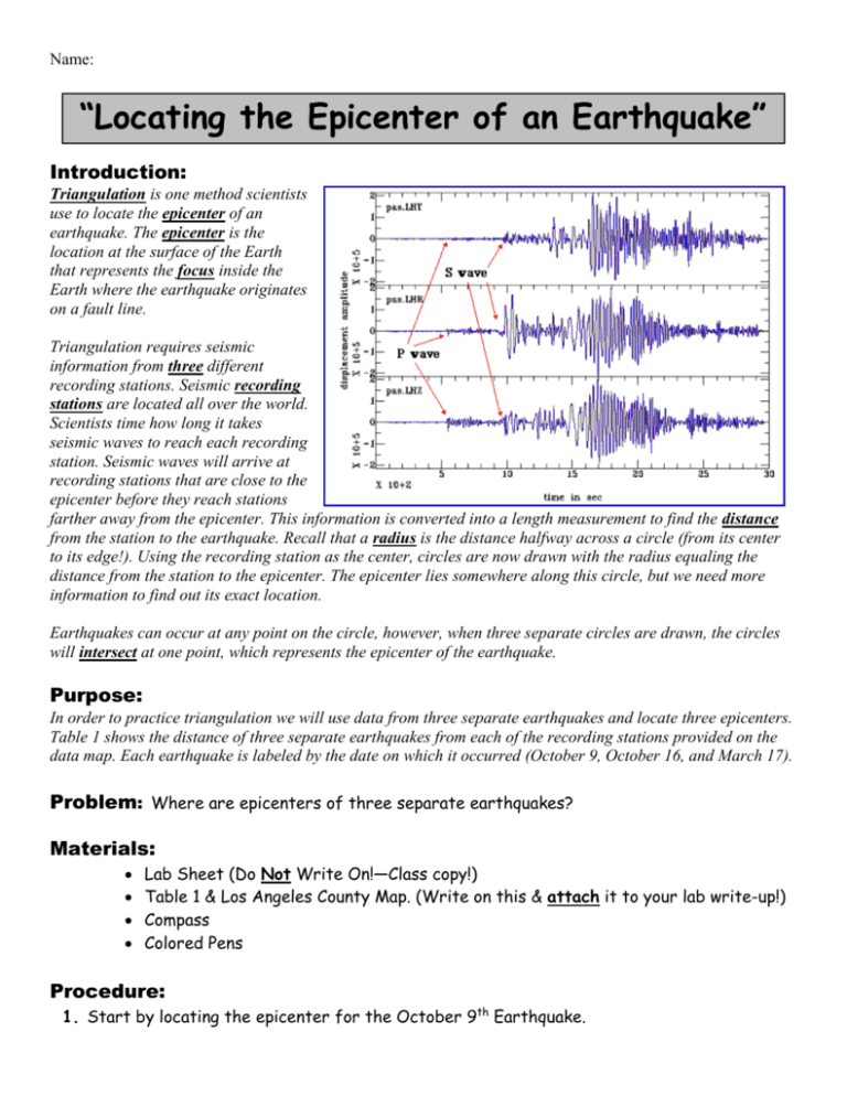 Locating The Epicenter Of An Earthquake