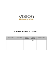 Walsall Studio School * Admissions Policy
