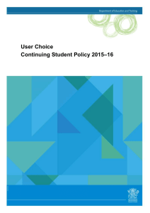 User Choice Continuing Students Policy 2015-16