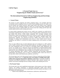 IJSEKE - CFP for Special Issue on Mobile Cloud Computing and