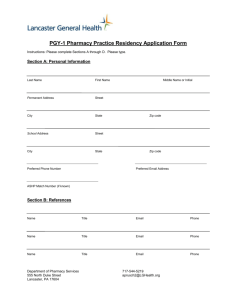 PGY-1 Pharmacy Practice Residency Application Form