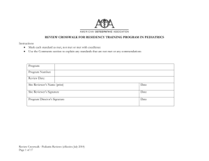 review crosswalk for residency training program in pediatrics