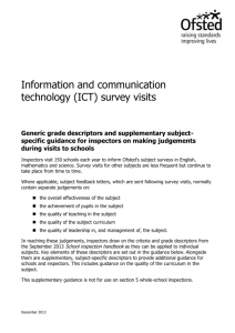 Ofsted Supplementary subject-specific guidance for ICT from good