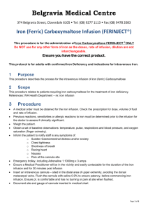 IV Ferric Carboxymaltose Protocol