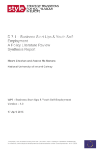 D7.1 Business Start-Ups Youth Self-Employment Policy