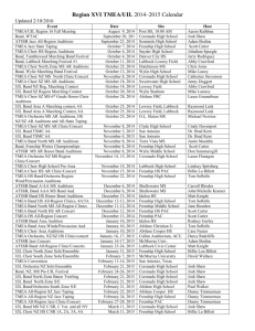 Region XVI TMEA/UIL 2014–2015 Calendar