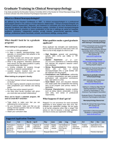 Graduate Training in Clinical Neuropsychology